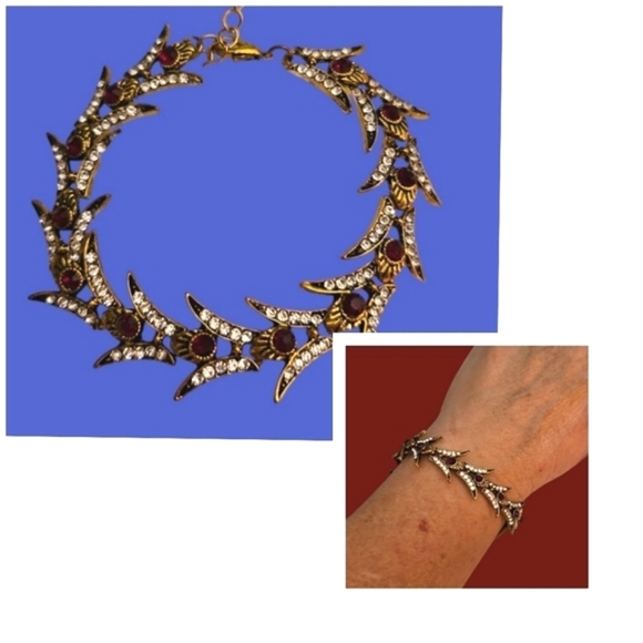 Antique Art Nouveau Crystal Fishtail Tennis Bracelet - Picture 1 of 11